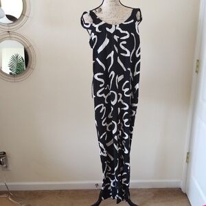 Black and White Sleeveless Maxi Sheath Jumpsuit